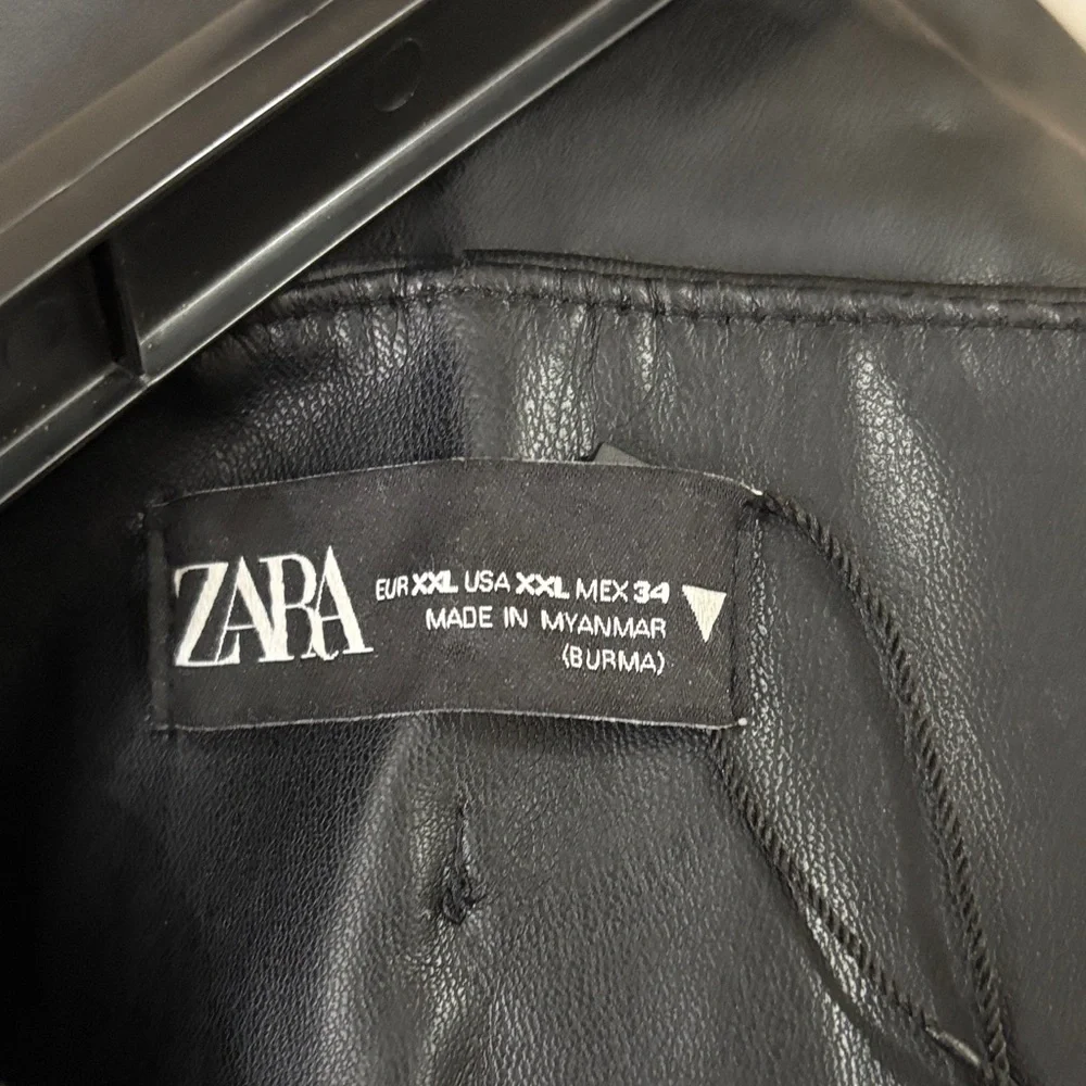 Zara Black Leather Look Trousers